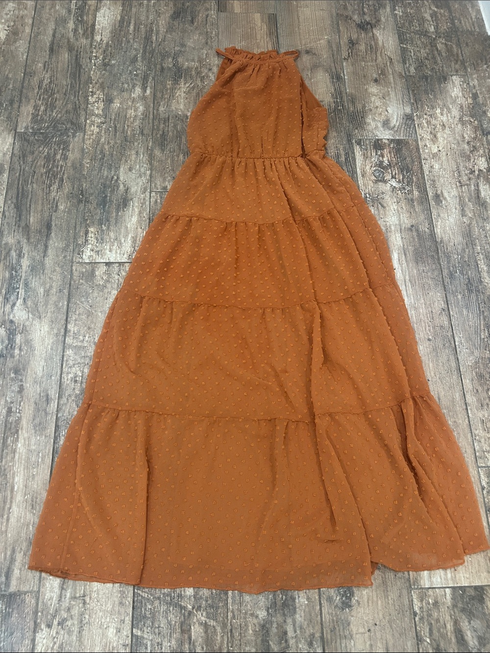 Speechless Rust Halter Tiered Maxi Dress